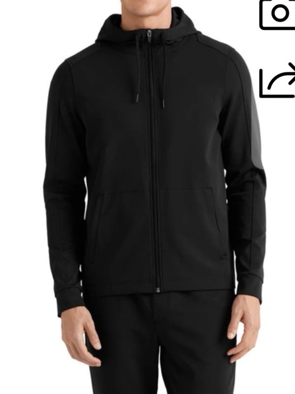 Rhone Men's Medium Spar Full Zip Up Hoodie Black Stretch Pockets Style 100535 M